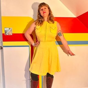 1970s Mod yellow day dress sz l